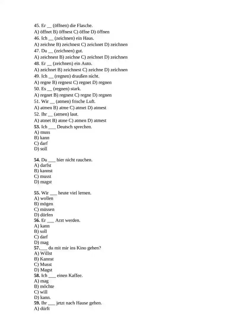 Präsens Conjugation Exercises in German 3