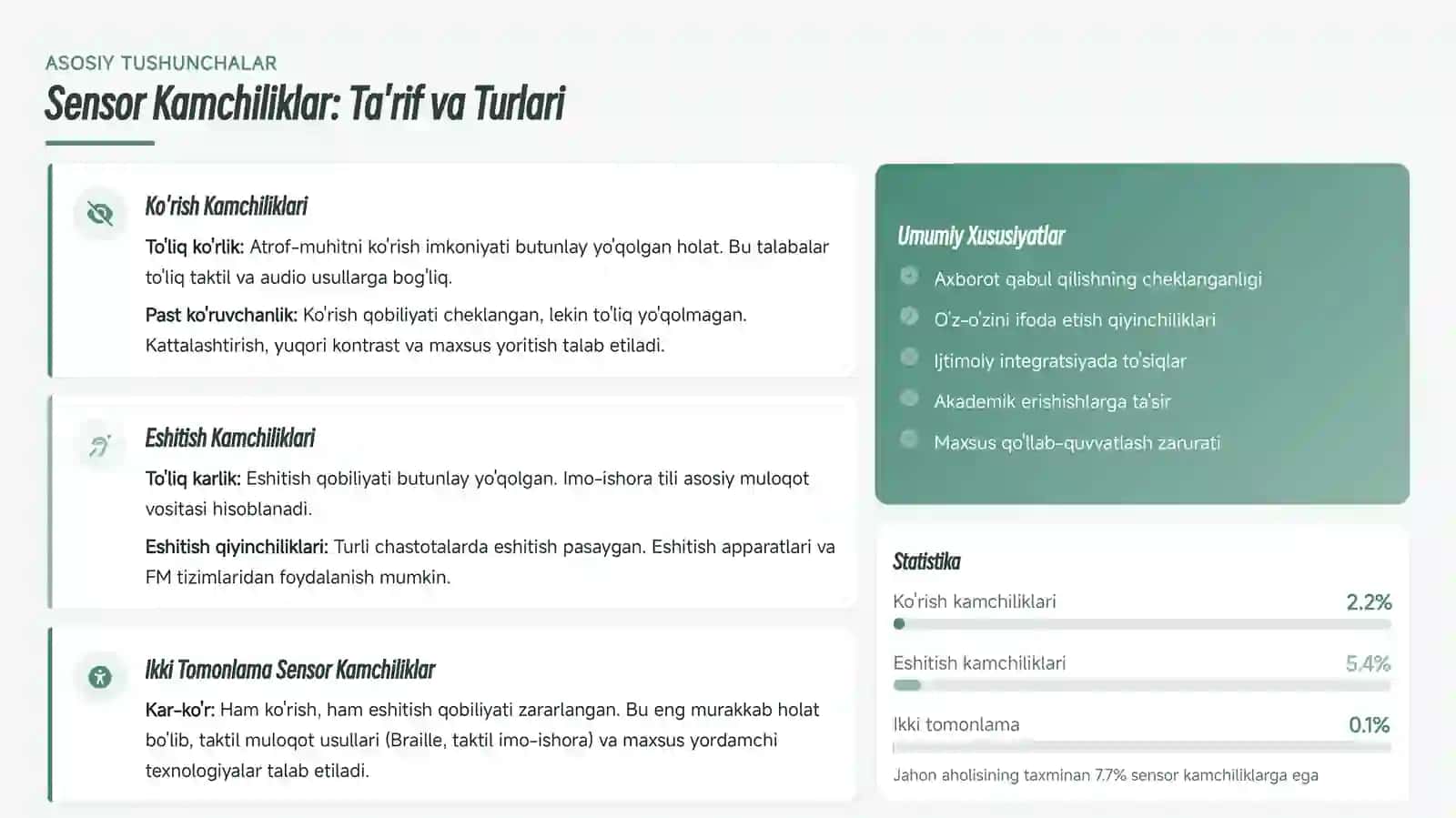 INKLYUZIV TA'LIM Sensor Kamchiliklarga Ega Bolalar uchun Inklyuziv Ta'lim Strategiyalari 3