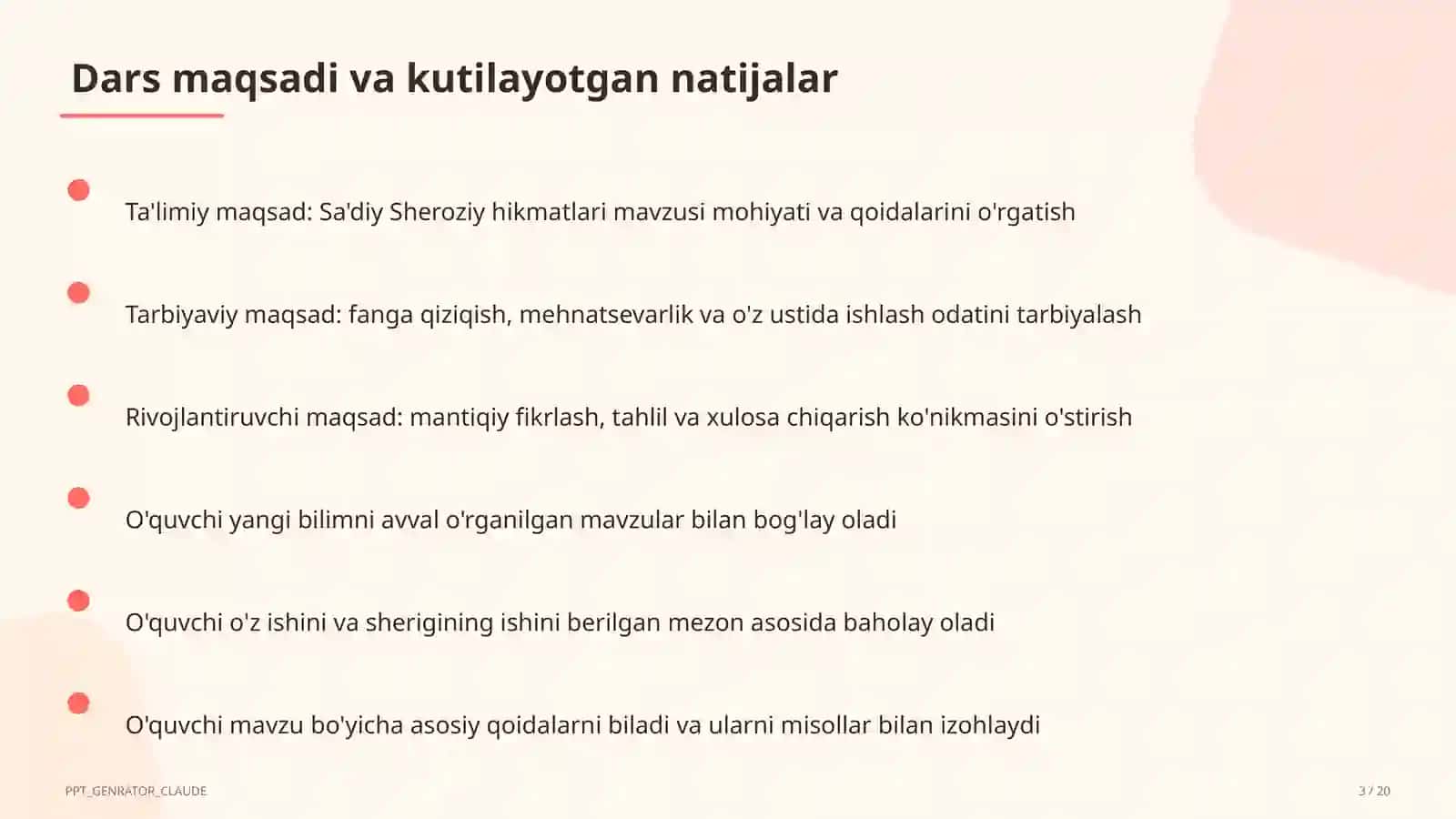 Sa'diy Sheroziy hikmatlari (6-sinf) 3