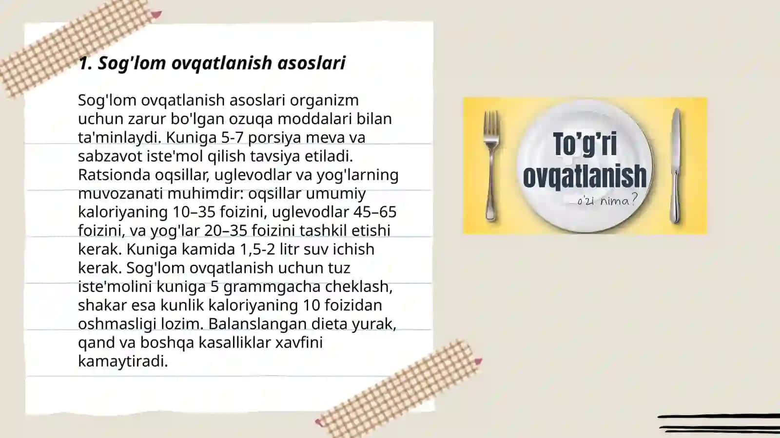 Sog'lom ovqatlanish asoslari 3