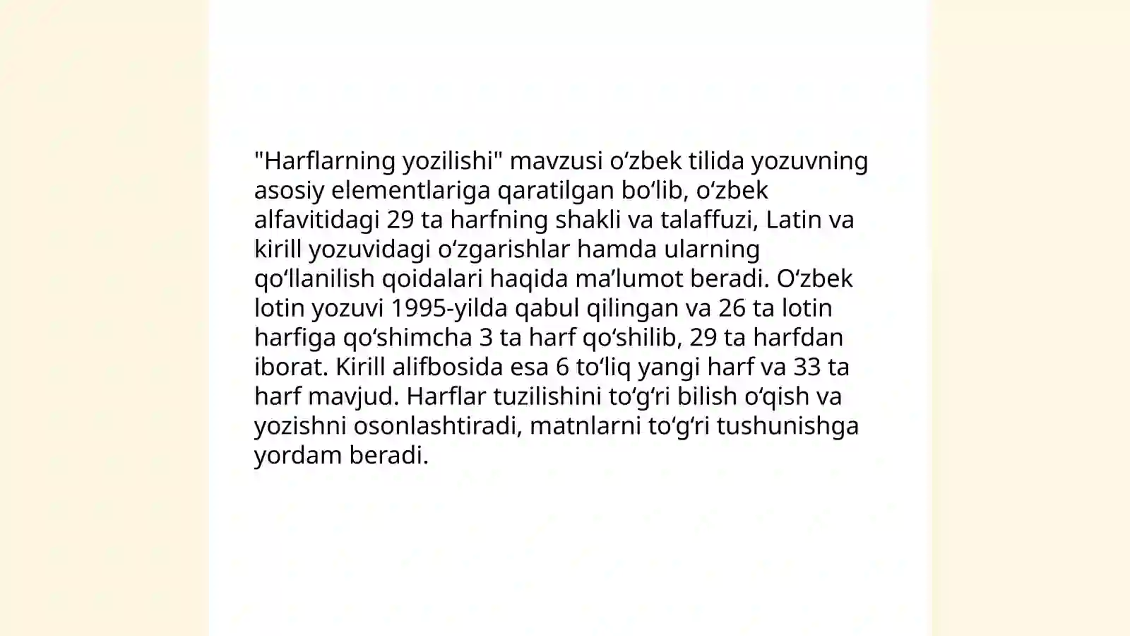 Harflarning yozilishi 3
