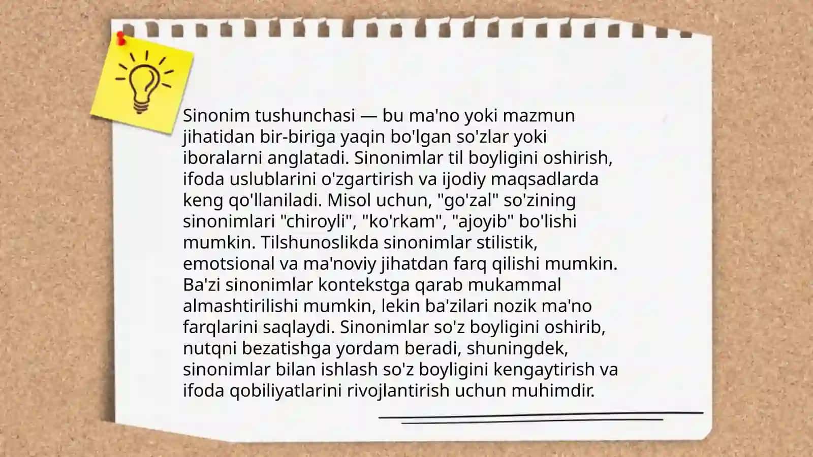Sinonimlar va ularning turlari, uslubiy xususiyatlari 3