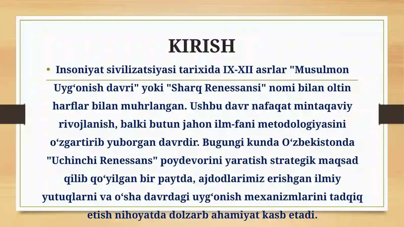 Musulmon uygonish davrining o‘ziga xos xususiyatlari 3