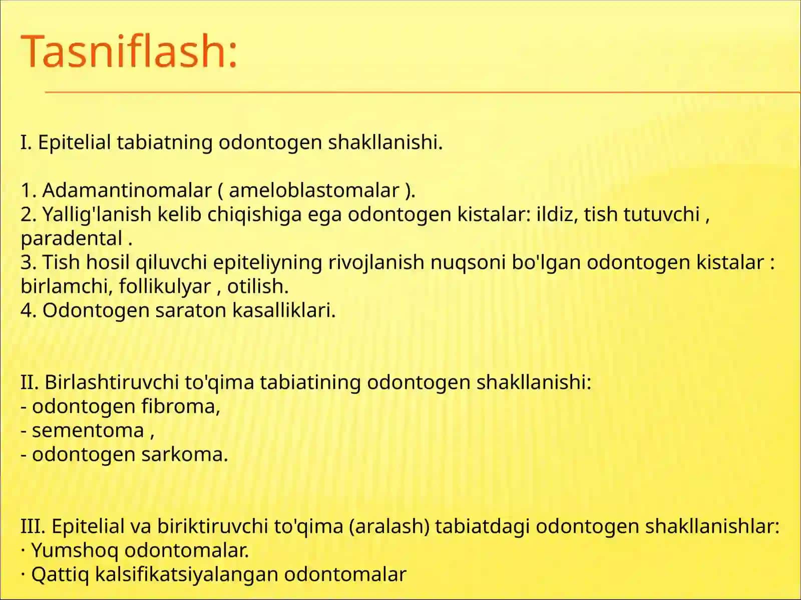 Odontogen o'smalar 3