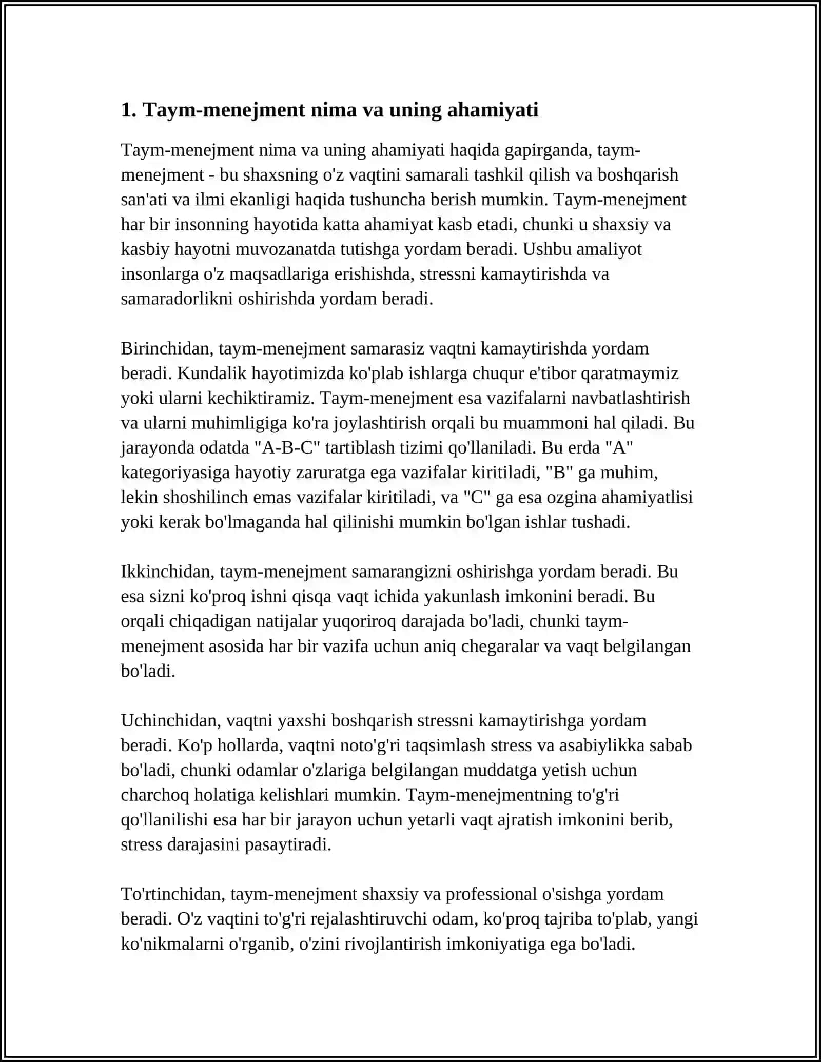 TAYM-MENEJMENTNI TASHKIL ETISH VA UNING ASOSIY TAMOYILLARI 3