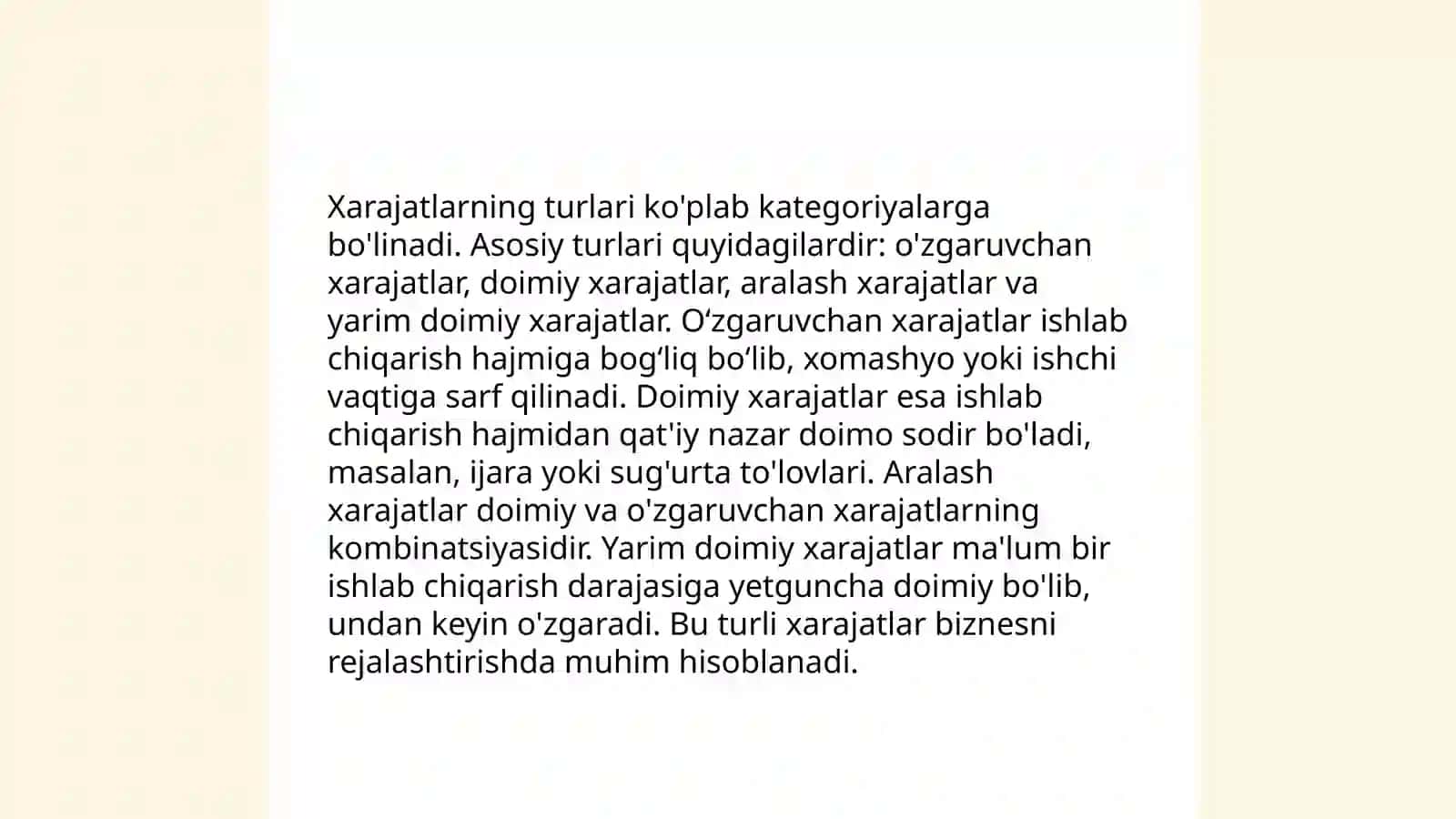 Xarajatlar-ishlab chiqarish hajmi-foyda ko'rsatkichlari 3