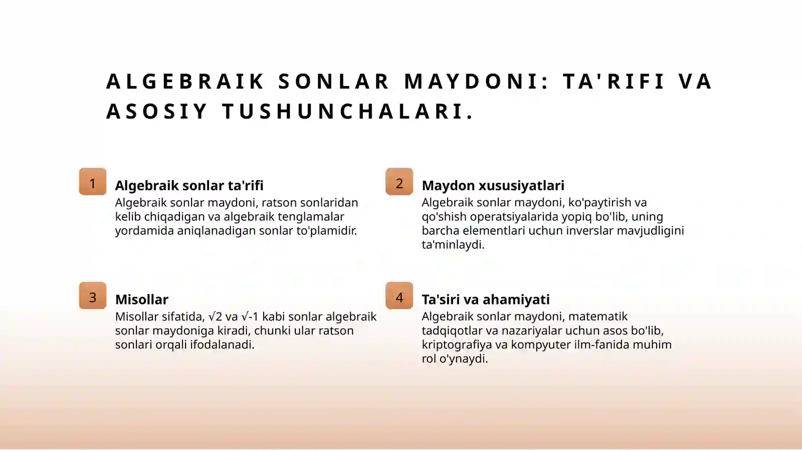 Algebraik sonlar maydoni 3