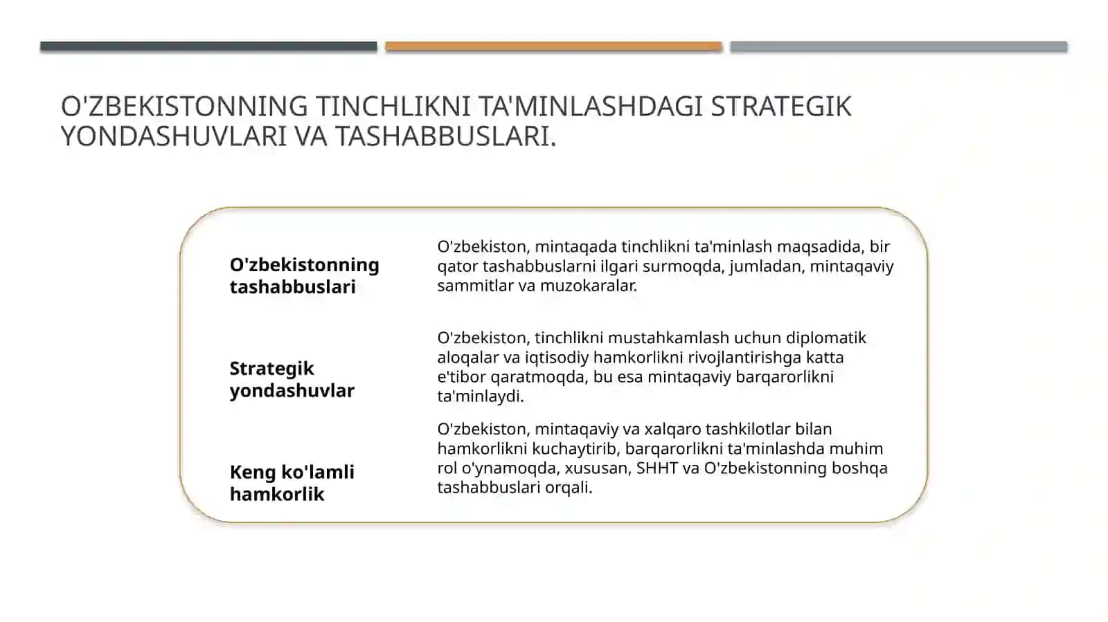O'zbekistonning tinchlikni ta'minlashdagi strategik yondashuvlari va tashabbuslari 3