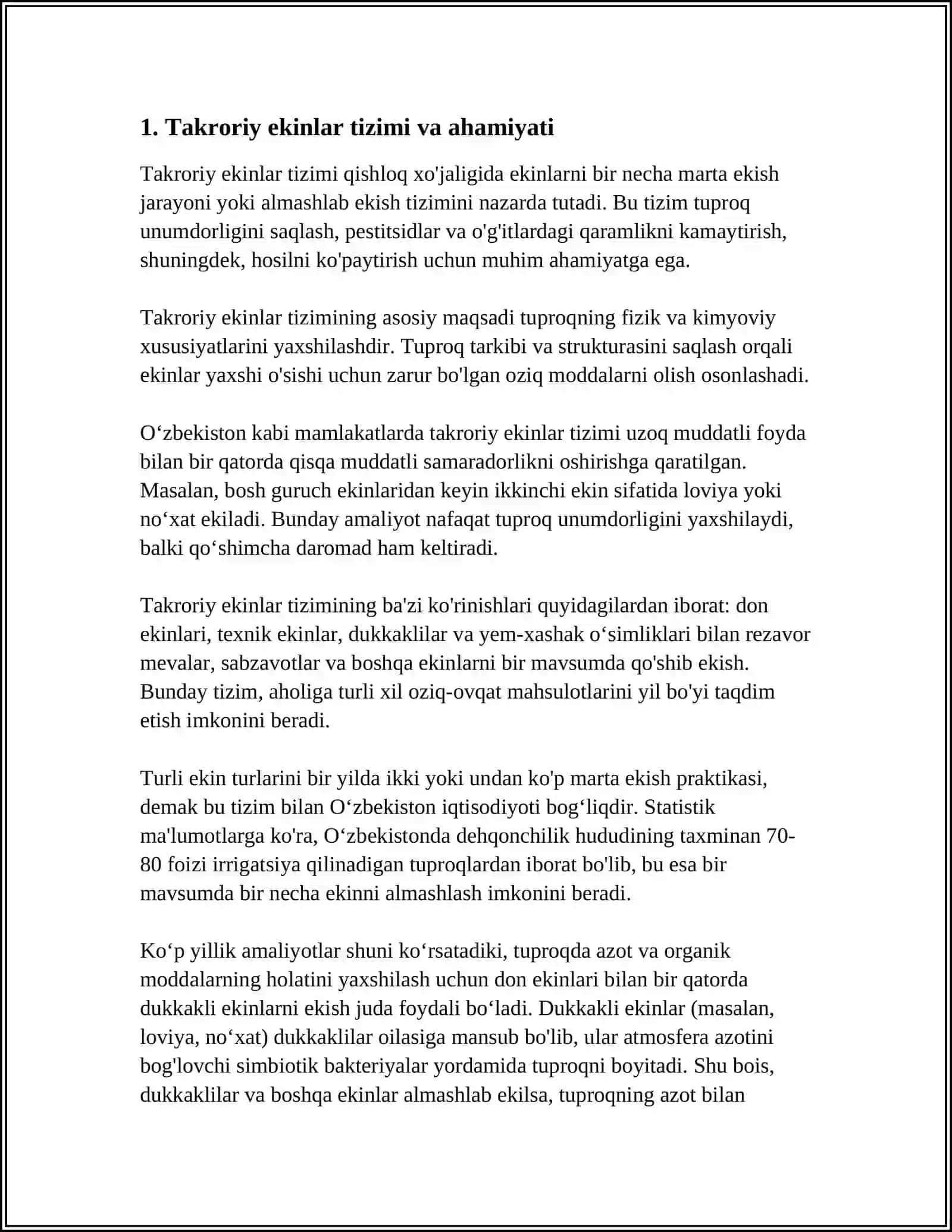 YEM-XASHAK EKINLARNI TAKRORIY EKIN SIFATIDA YETISHTIRISH TEXNOLOGIYASI 3