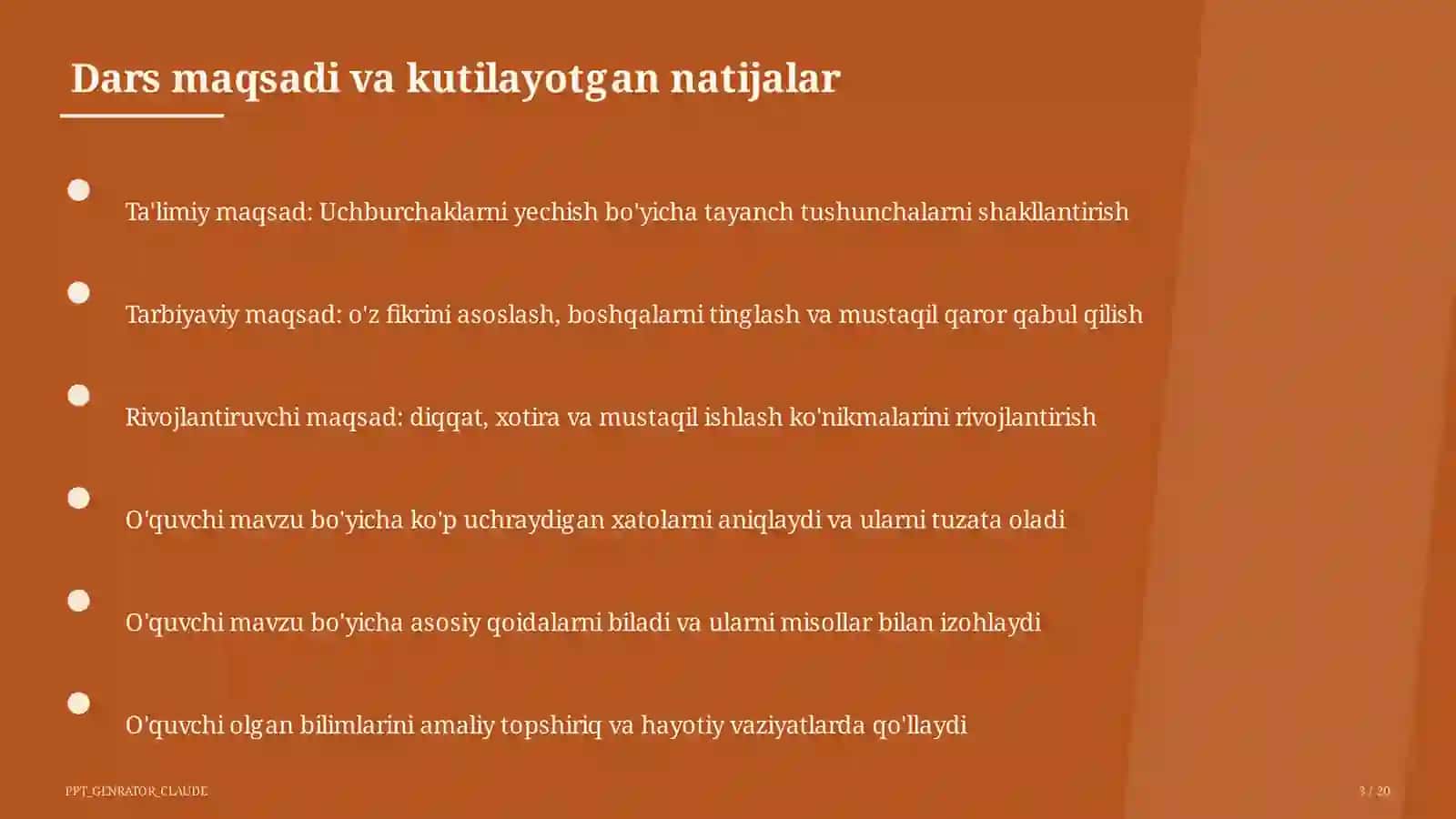 Uchburchaklarni yechish (9-sinf) 2