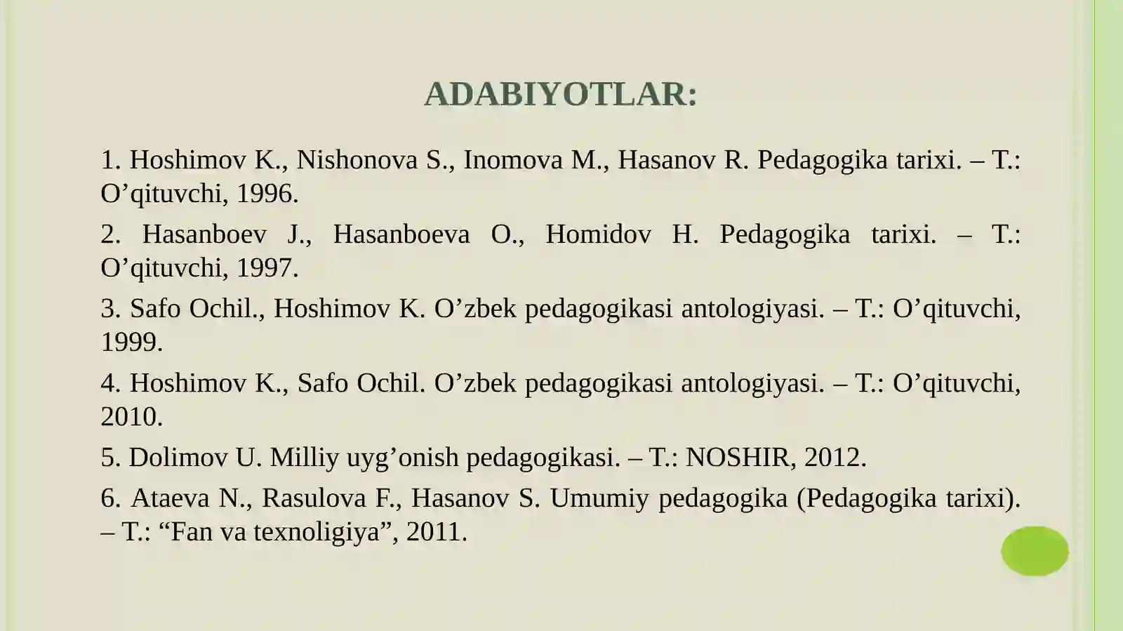 Boshlangʻich taʼlim pedagogikasi fanidan tayyorlagan mustaqil ishi 3