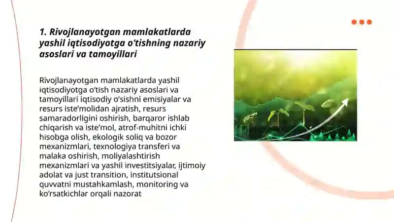 "Rivojlanayotgan mamlakatlarda,, yashil iqtisodiyot '' ga oʻtish tajribasi" by Fayzullayev Farrux 3