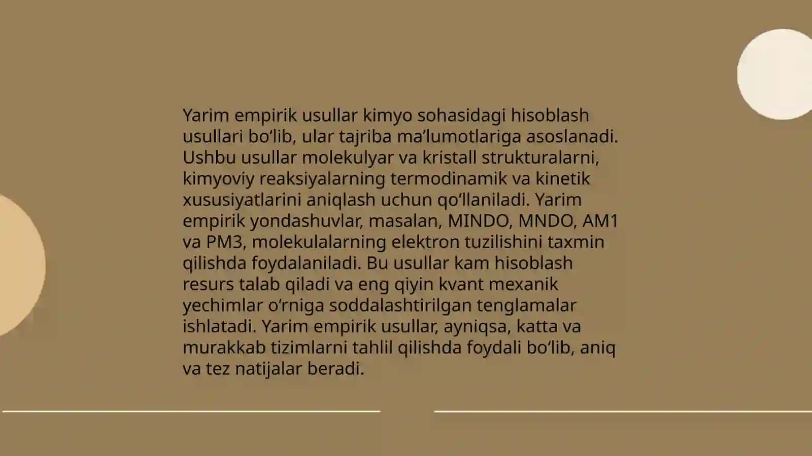 Yarim empirik usullarining kimyoviy yechimida qoʻllanilishi 3
