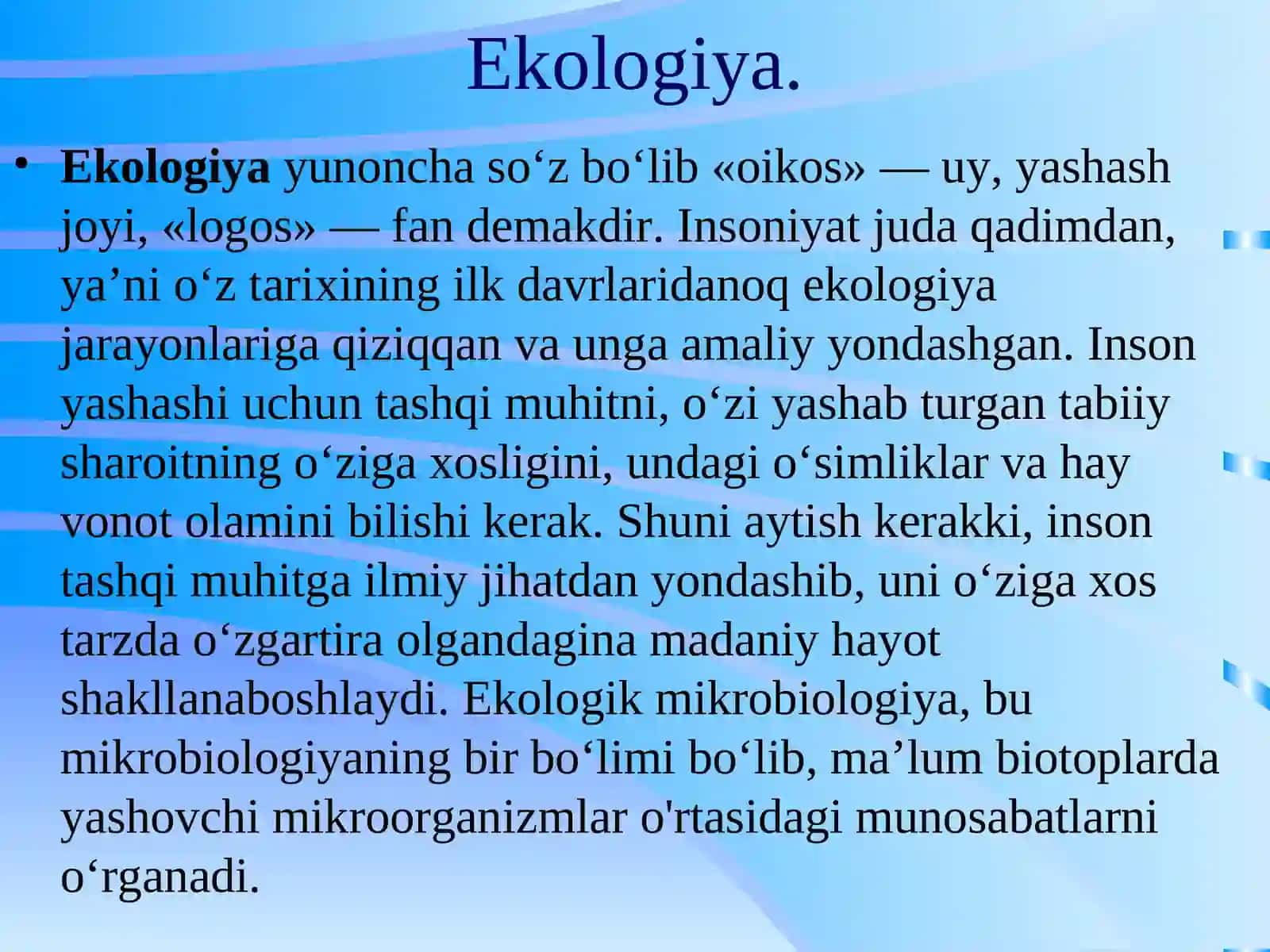 Mikroorganizmlar ekologiyasi.Suv, tuproq, havo, mikroflorasi 3