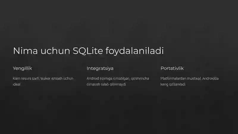 Android da SQLite-kutubxonasidan foydalanish.(Android Studioda) 3