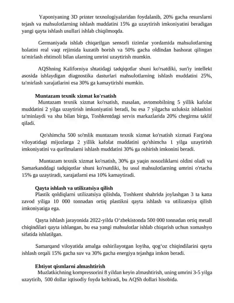 Tovarlarni xayotiy davrini uzaytirish uslublari 3