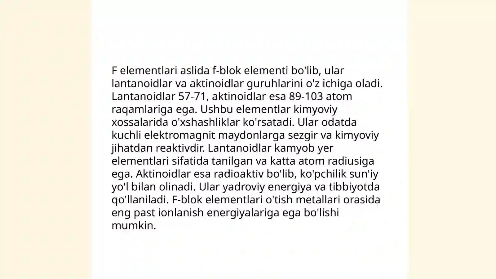 F elementlar kimyosi 3
