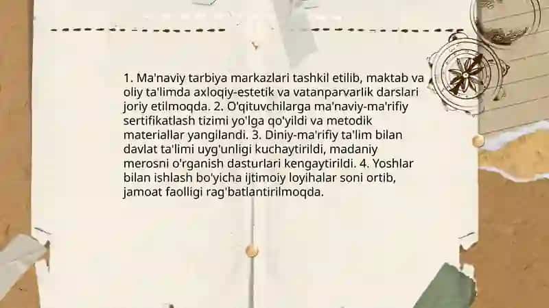 Yangi Oʻzbekistonda amalga oshirilayotgan ma'naviy oʻzgarishlar 3