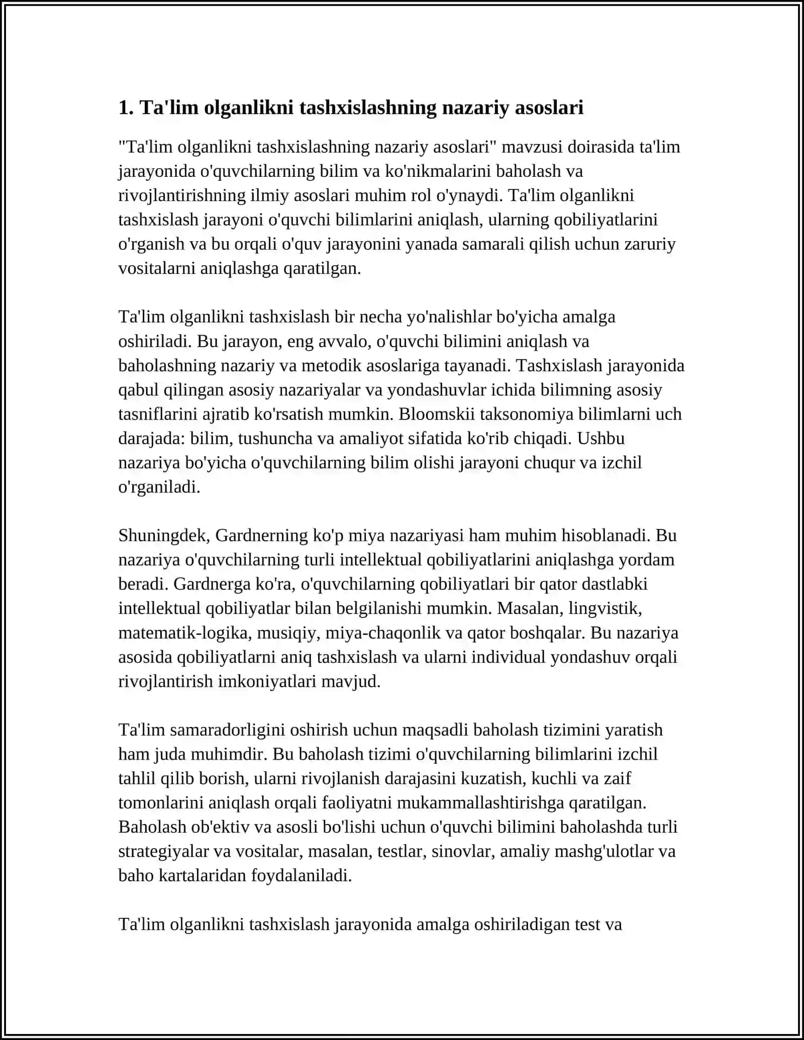 TA'LIM OLGANLIKNI TASHXIS ETISH. IQTIDORLI OʻQUVCHILARNI OʻQITISH (EDUCATION OF GIFTED CHILDREN) 3