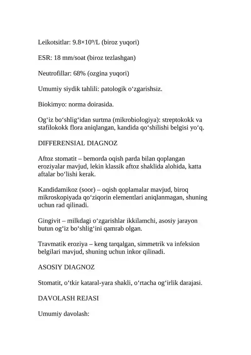 Stomatit kasallik tarixi 3
