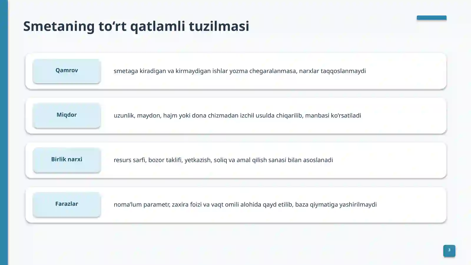 Qurilish smetasinituzish asoslari 3