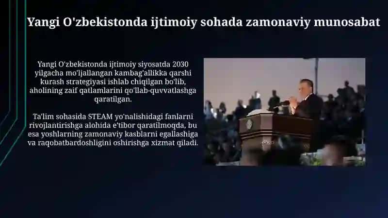 Yangi O'zbekistonda ijtimoiy sohaga bo‘lgan zamonaviy munosabat 3