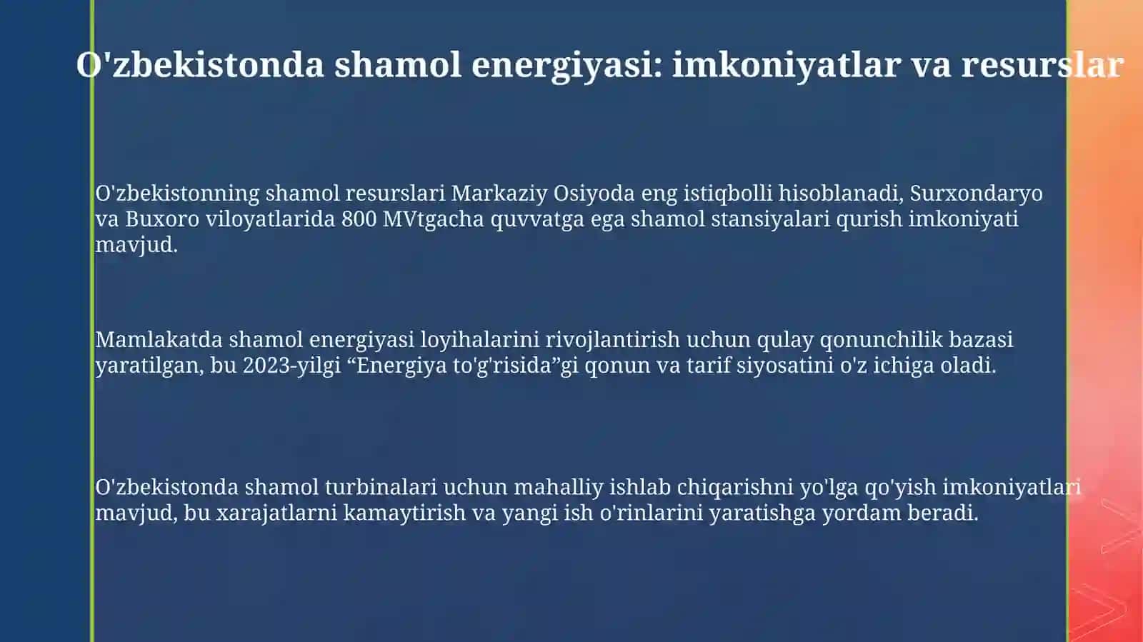 O'zbekistonda shamol energiyasidan foydalanish imkoniyatlari 3