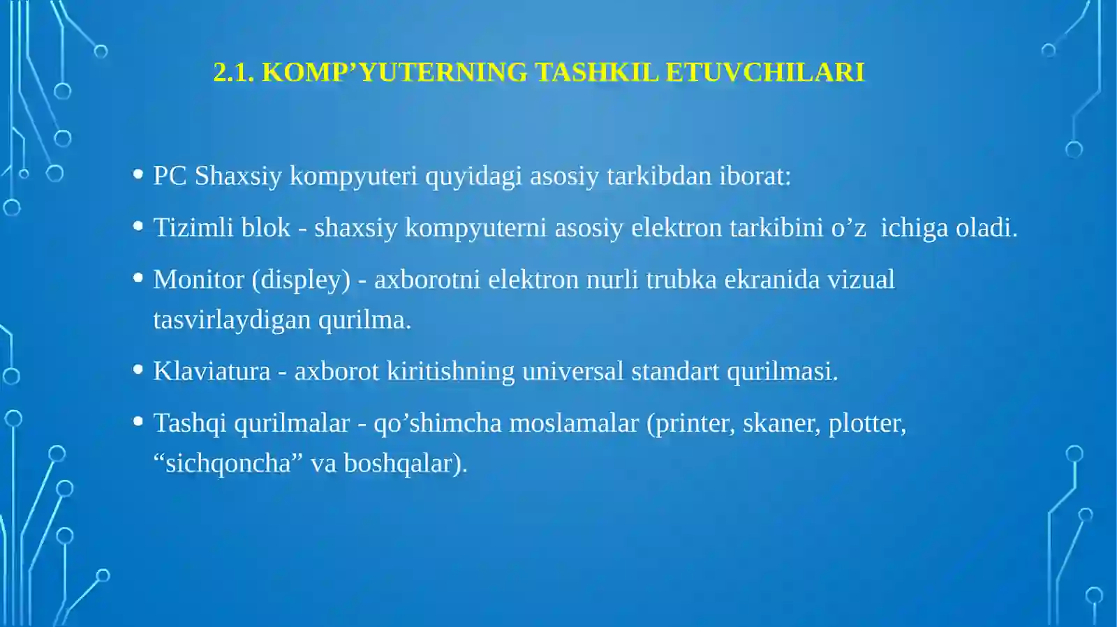 KOMP`YUTER TEXNIKASI ASOSLARI 3