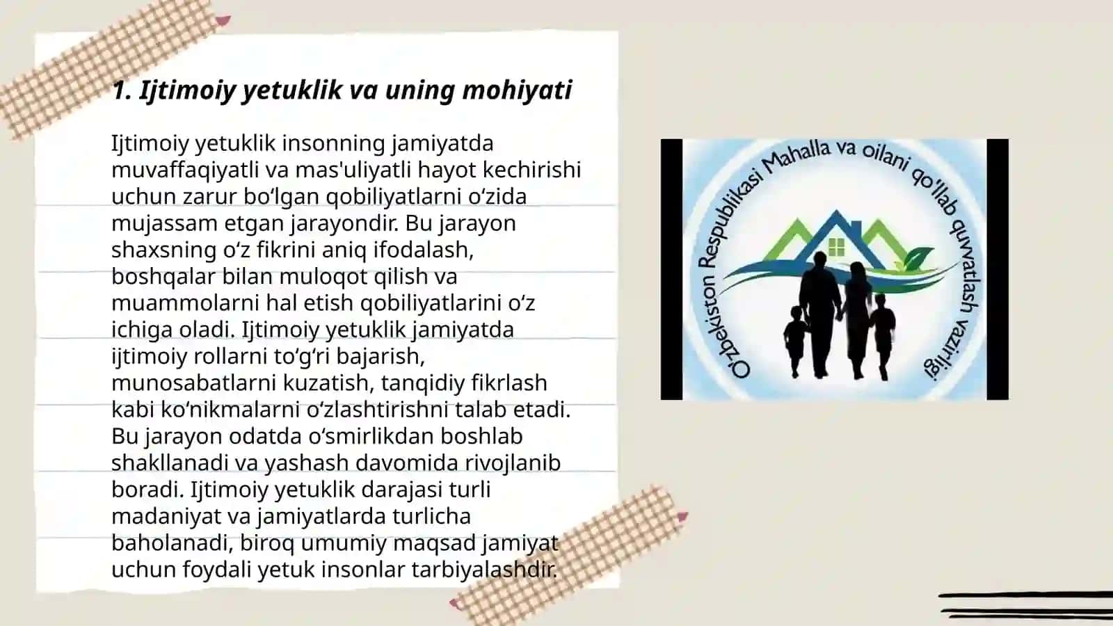Ijtimoiy Yetuklik va Ijtimoiy Turmush 3