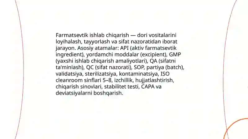 Farmatsevtik ishlab chiqarishni asosiy tushuncha va atamalari 3