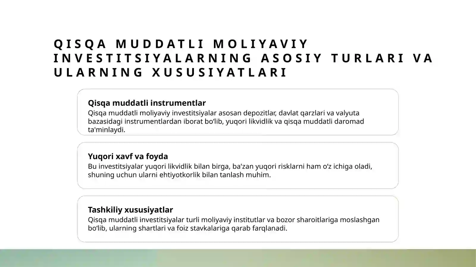 Qisqa muddatli moliyaviy investitsiya 3