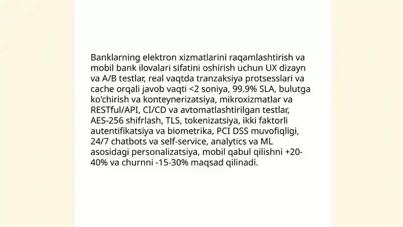 Bank biznesi xizmatlari va mahsulotlari sifatini oshirishga qaratilgan axborot texnologiyalari 3