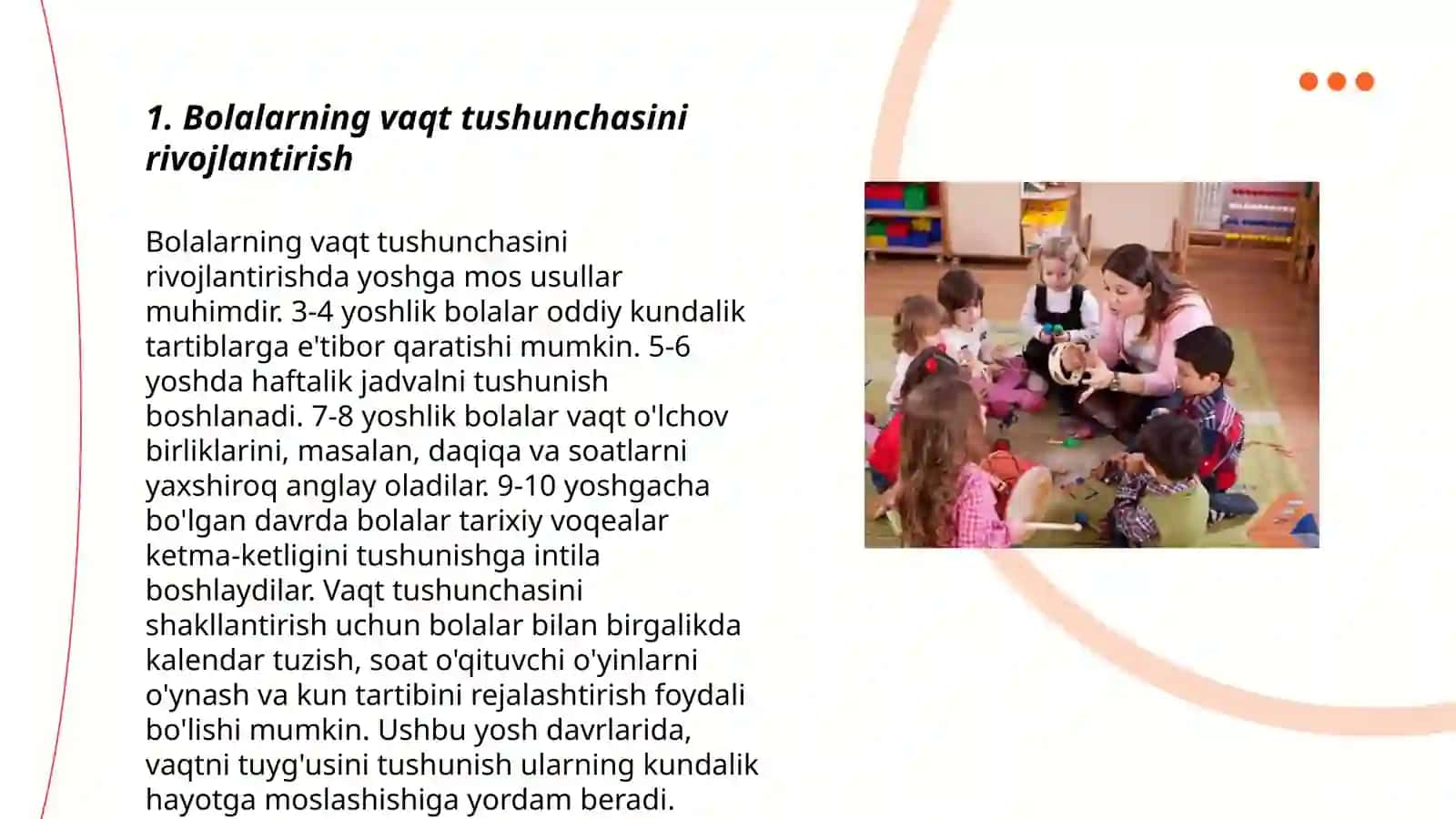 Bolalarning vaqtini idrok qilish 3
