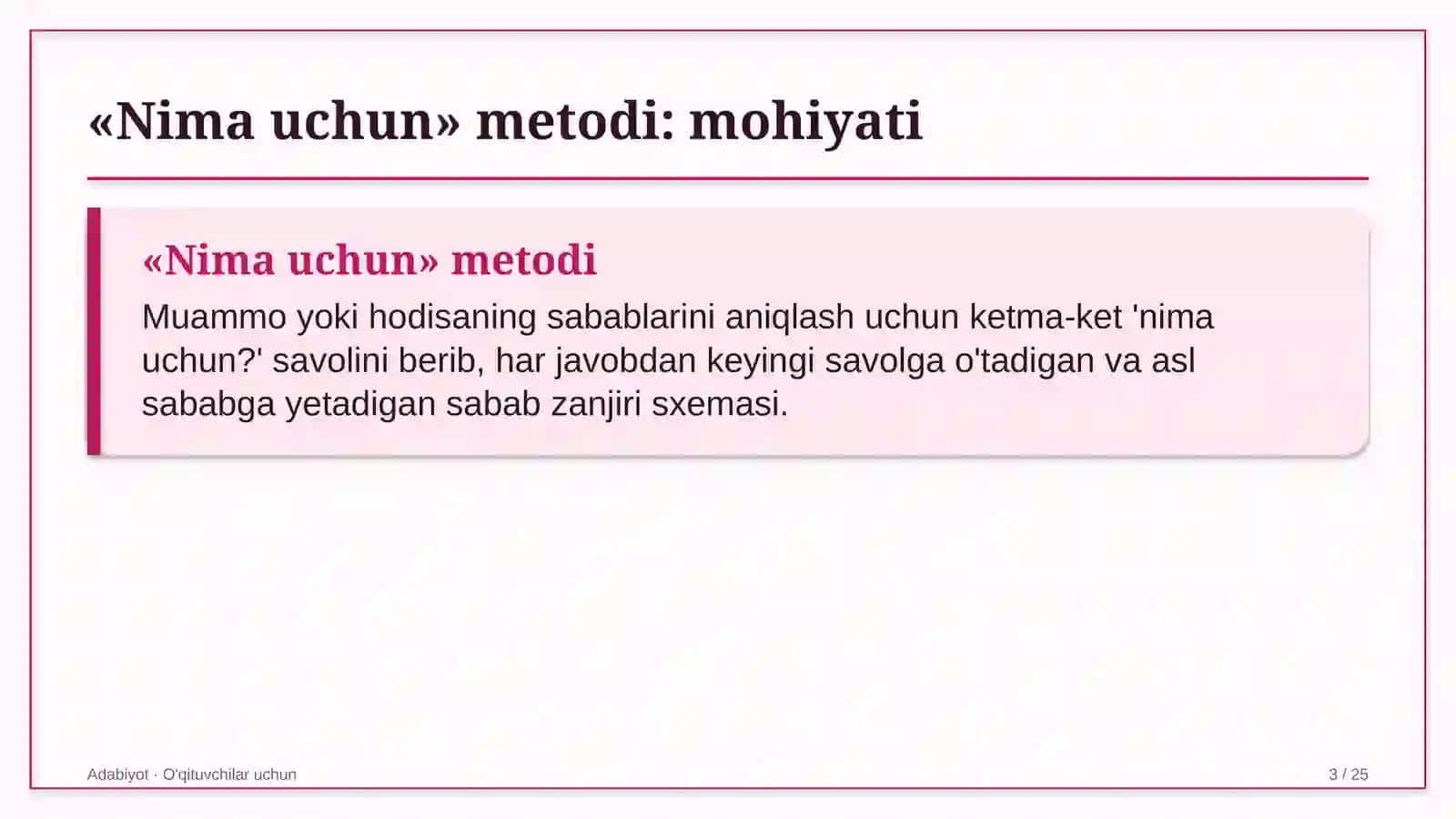 adabiyot darslarida nima uchun metodidan foydalanish 5085 3