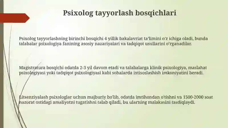 Psixologlarni tayyorlash bosqichlari 3