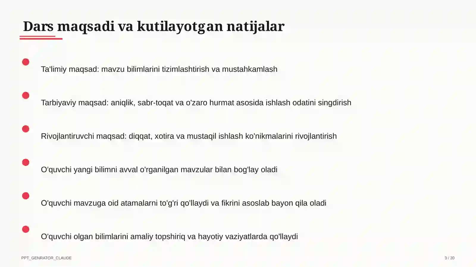 Dars rejasi 3
