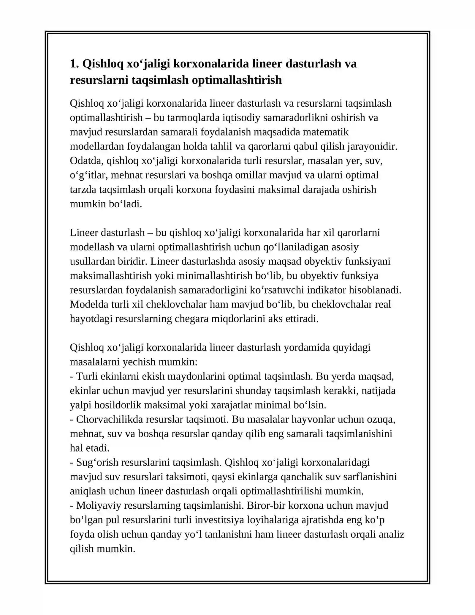 QISHLOQ XO‘JALIGI KORXONALARIDA XO‘JALIK FAOLIYATINING TAHLILI 3