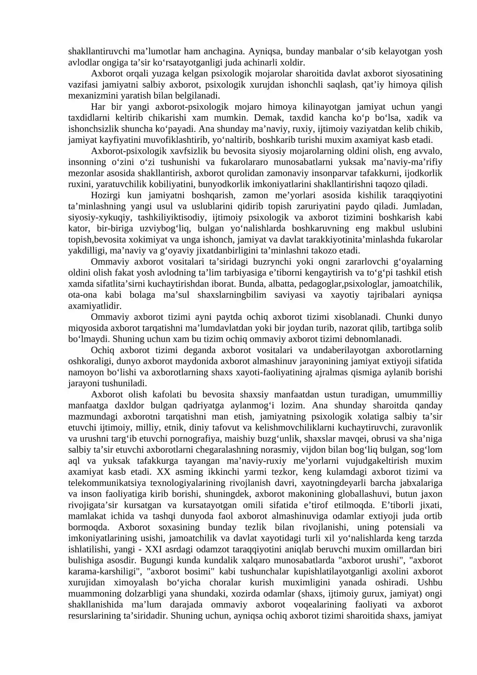 Shaxsga yo‘naltirilgan axborot: psixologik, diniy va madaniy taxdidlar 3