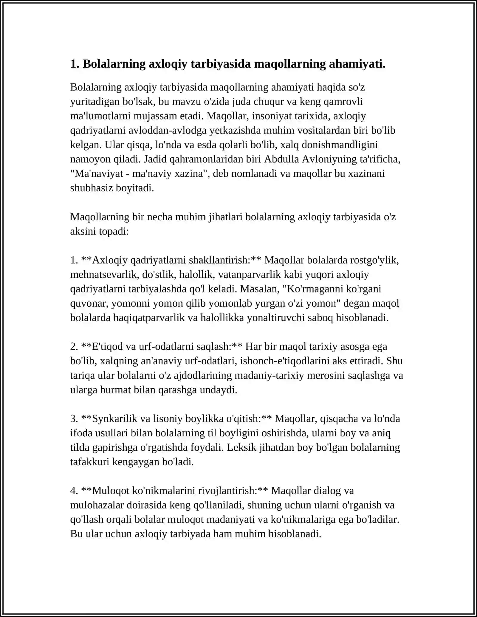 BOLALARNI AXLOQIY-ESTETIK RUHDA TARBIYALASHDA KICHIK FOLKLOR JANRLARI NA'MUNALARIDAN FOYDALANISH 3