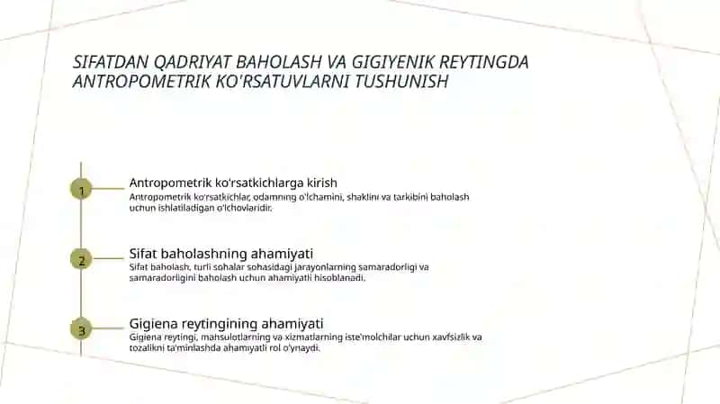 Antropometrik ko'rsatgichlarni aniqlab olish va uning gigiyenik baholarini hisoblash 3