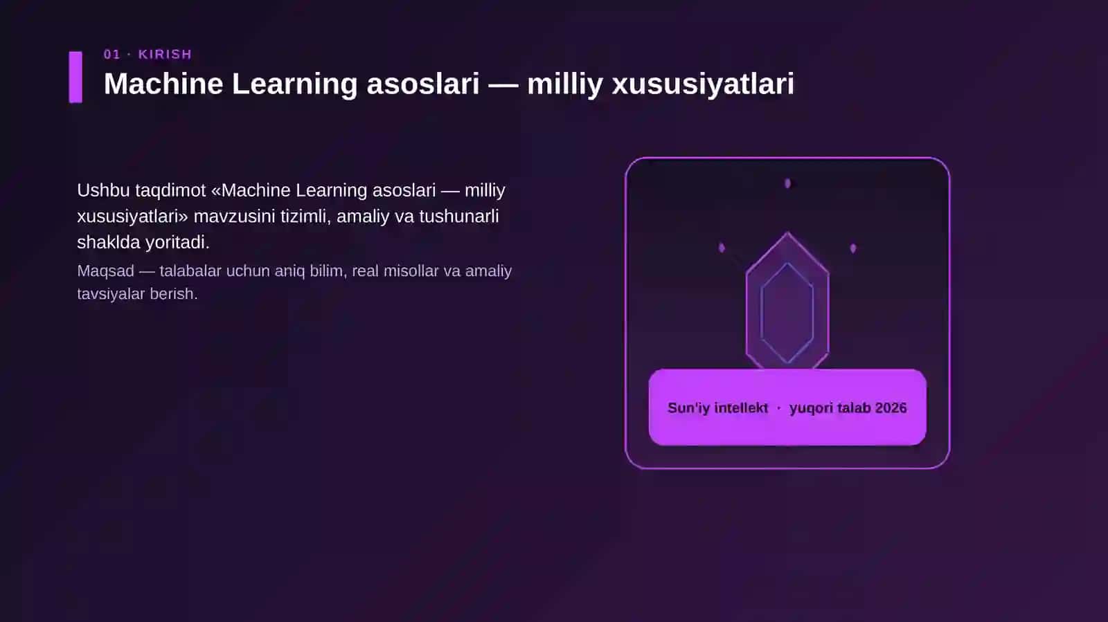 Machine Learning asoslari — milliy xususiyatlari 3