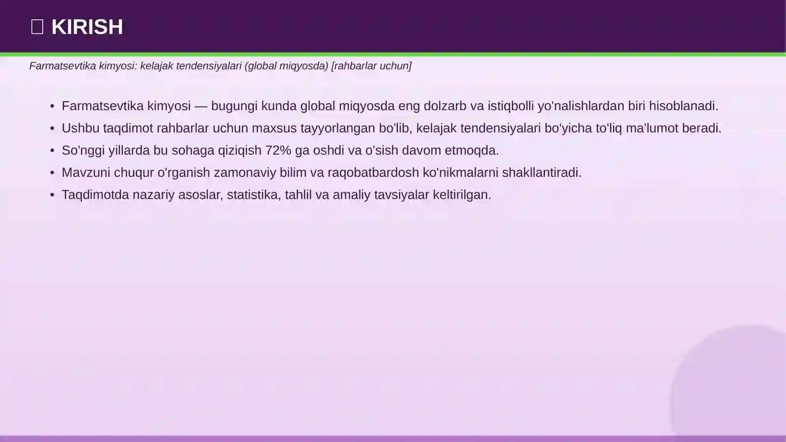 Farmatsevtika Kimyosi: Kelajak tendensiyalari (global miqyosda) [Rahbarlar uchun] 3