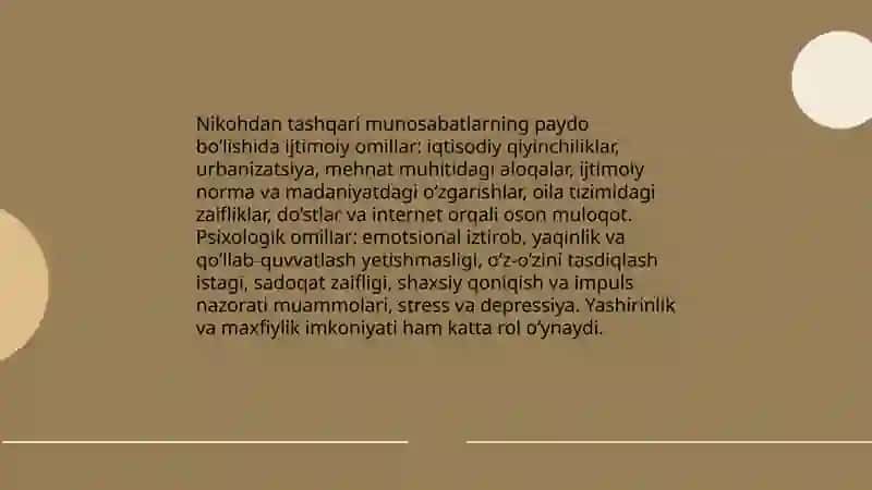 Nikohdan tashqari munosabatlarning ijtimoiy psixologik xususiyatlari 3