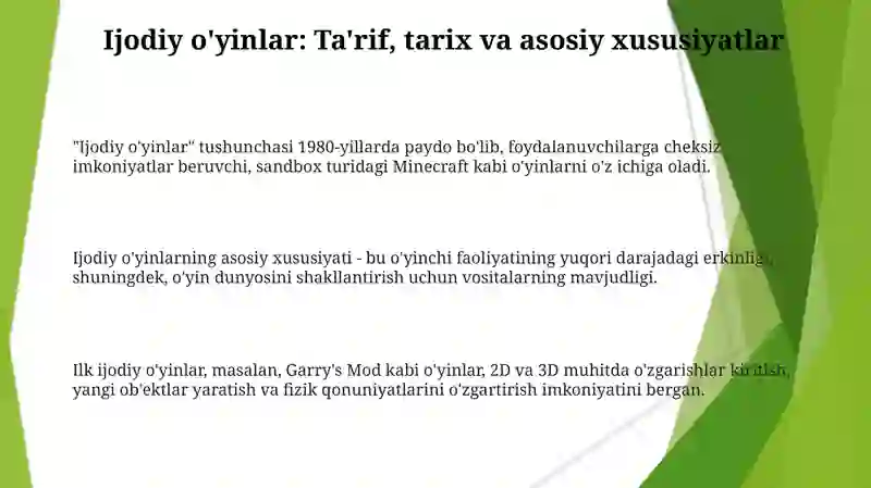 Ijodiy oʻyinlar va uning mazmuni 3