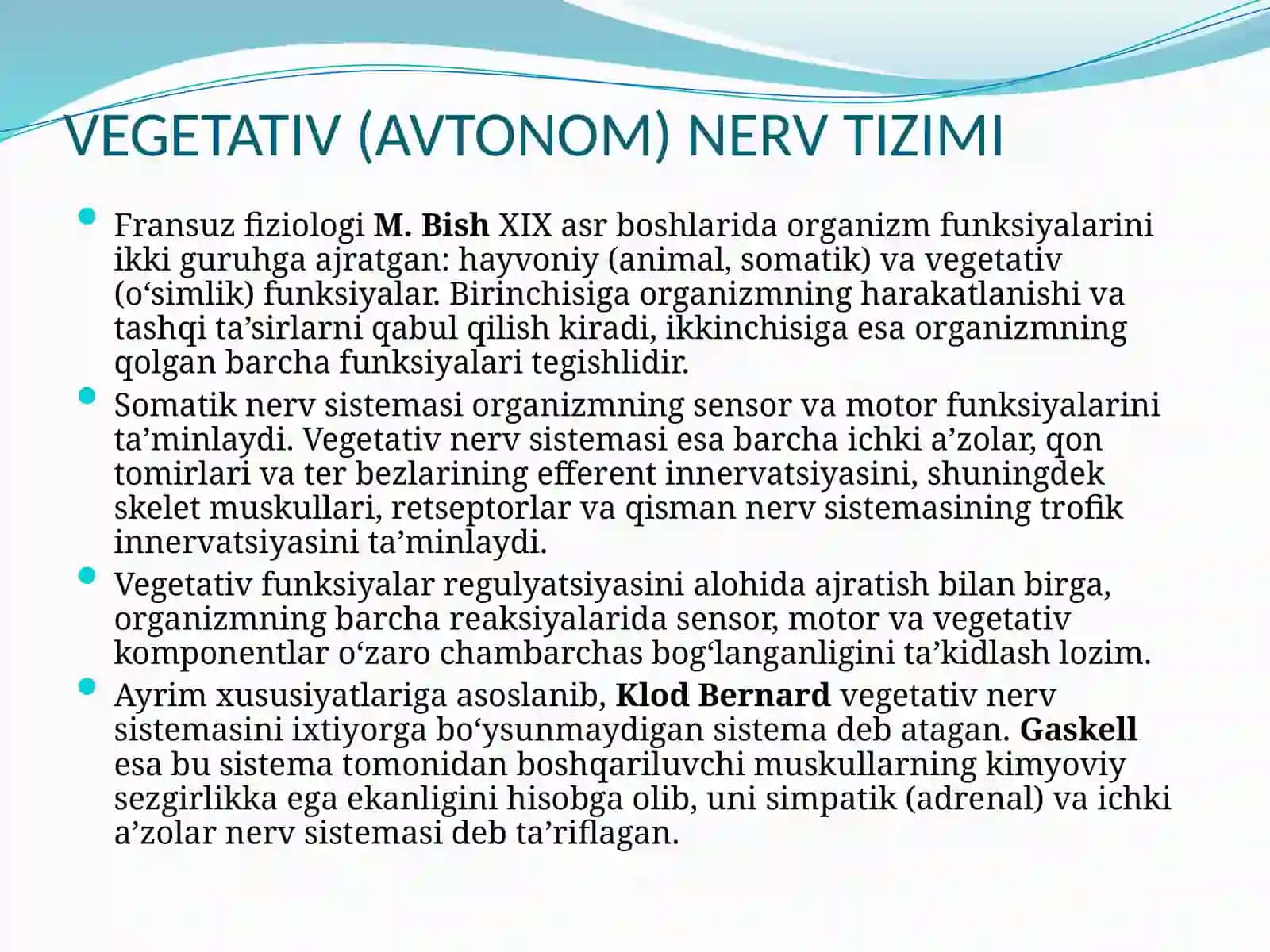 Vegetativ asab sistemasini o‘rganish 3
