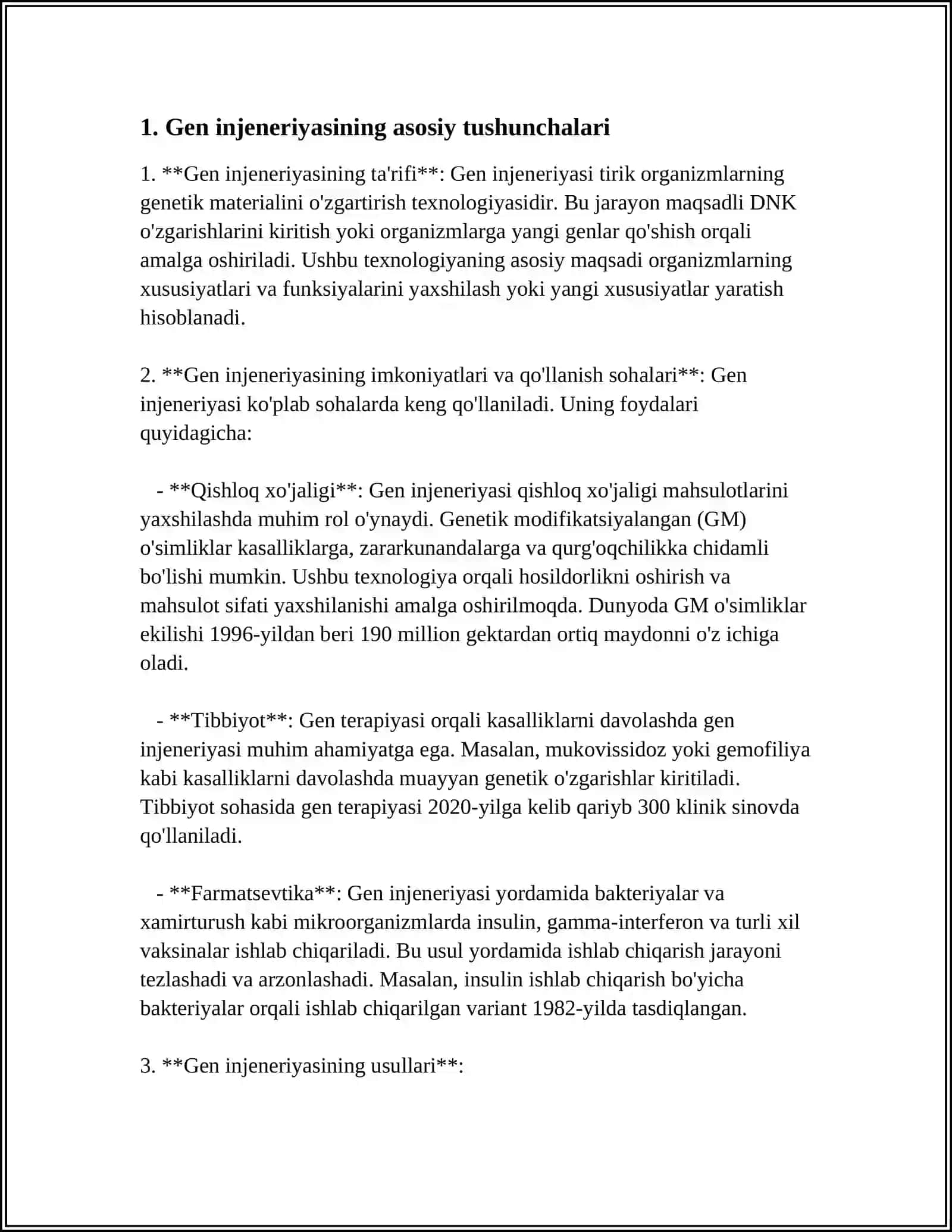 GENINJENERIYASI VA UNING MEDITSINA AMALIYOTIDA QO'LLANILISHI 3