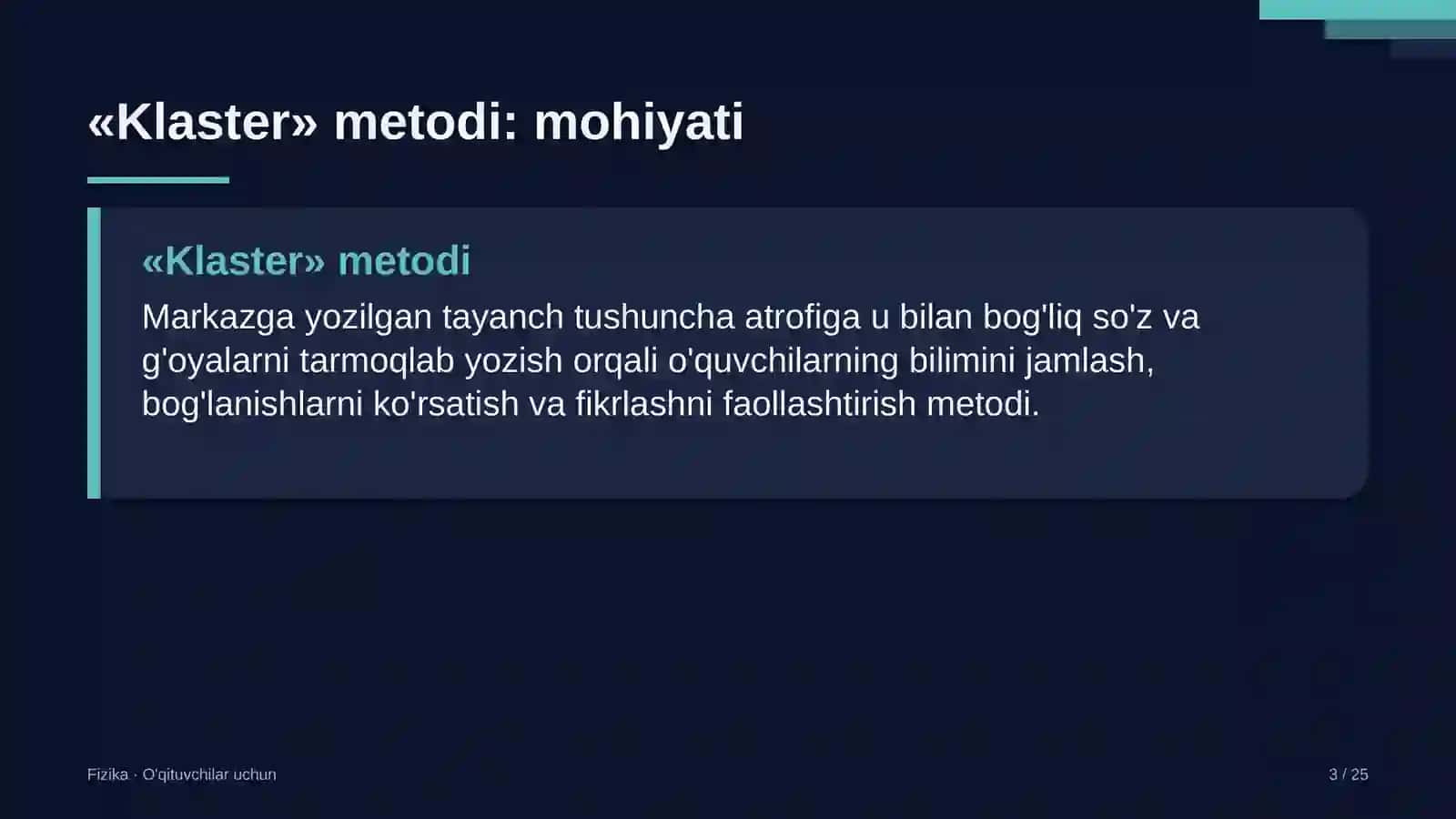 fizika darslarida klaster metodidan foydalanish 5629 3