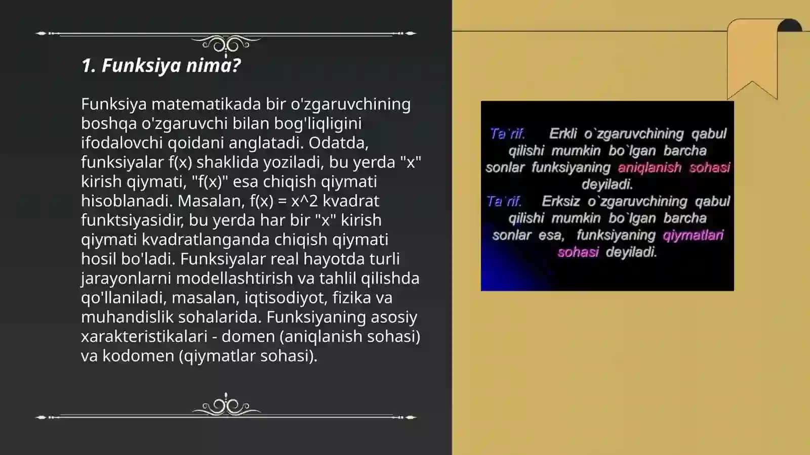 Funksiya. Funksiyaning aniqlanishi sohasi 3