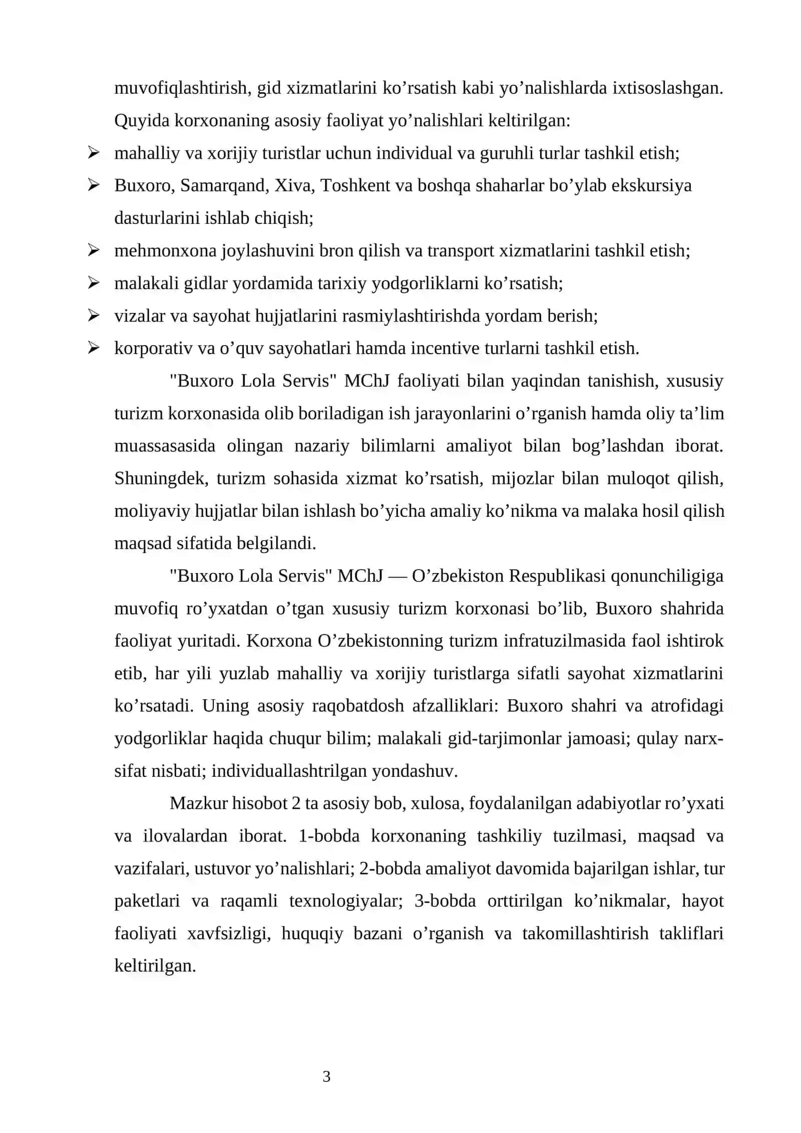 mehmonhona amaliyot hisobot                      "BUXORO LOLA SERVIS" amaliyot hisoboti 3