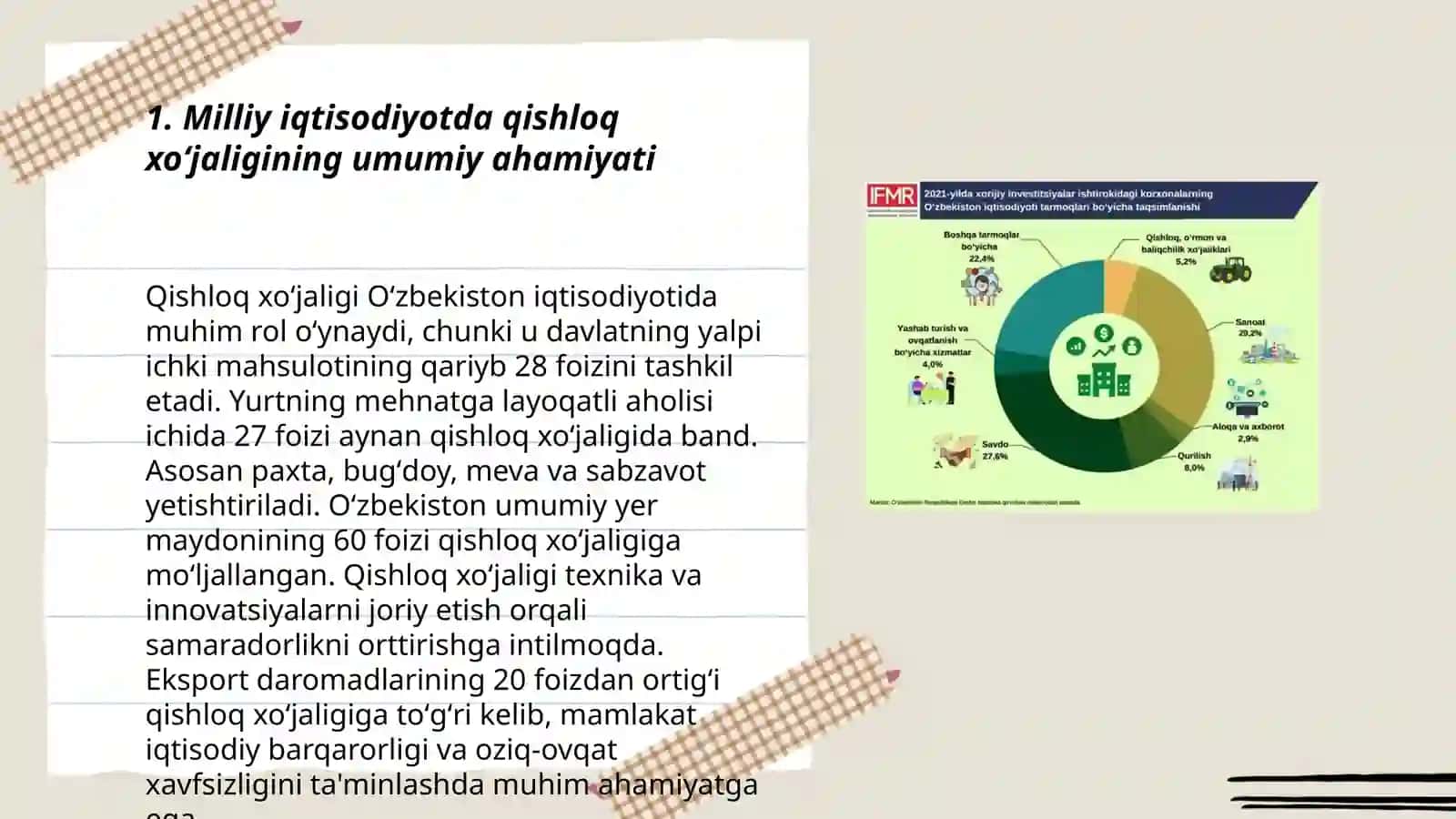 Milliy iqtisodiyotda qishloq xoʻjaligining umumiy ahamiyati 3